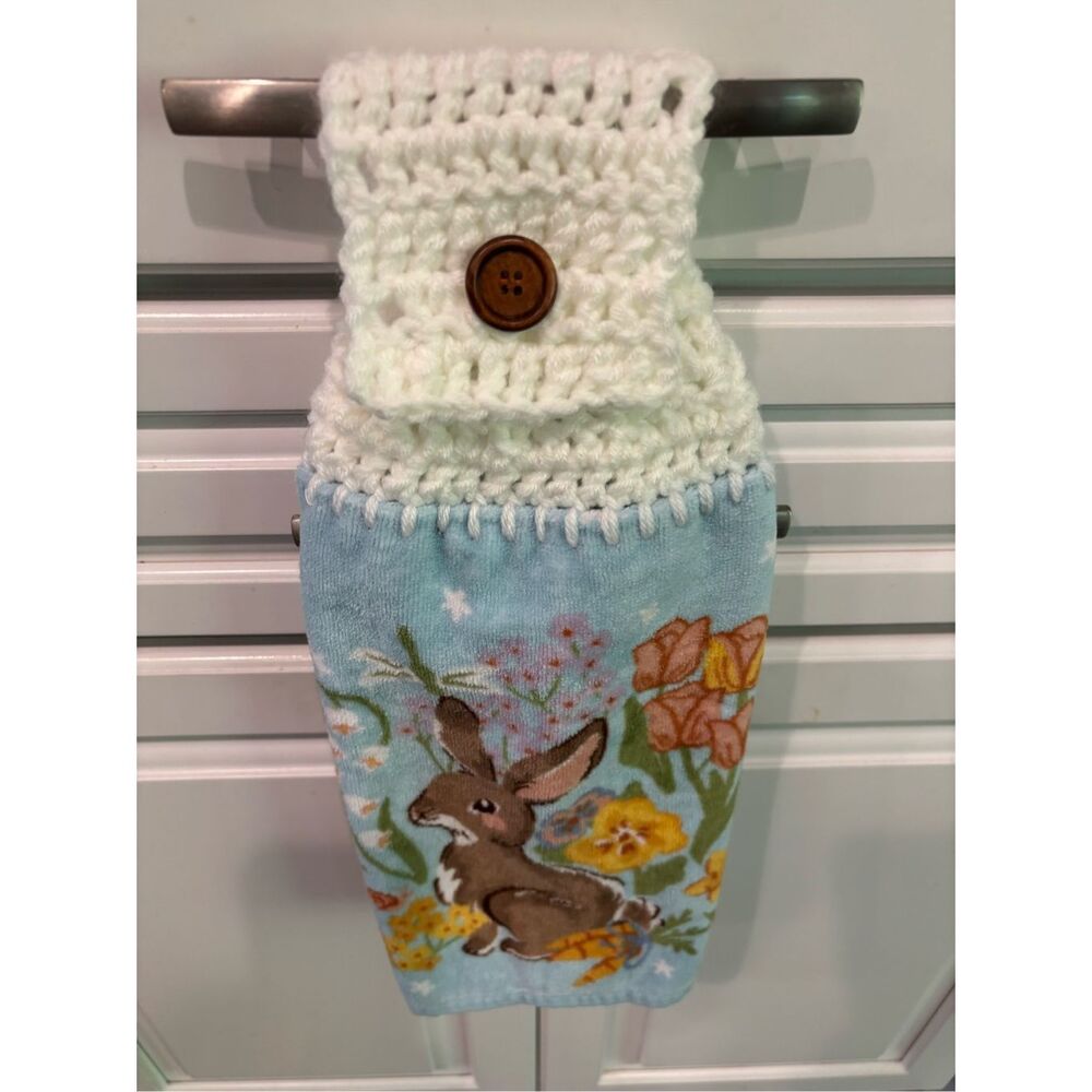 Crochet Top Kitchen Towel- Brown bunny